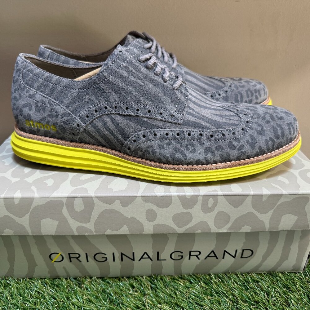 Cole Haan x atmos Øriginal Grand Wingtip Gray Oxford Shoes C36382 Men's NEW